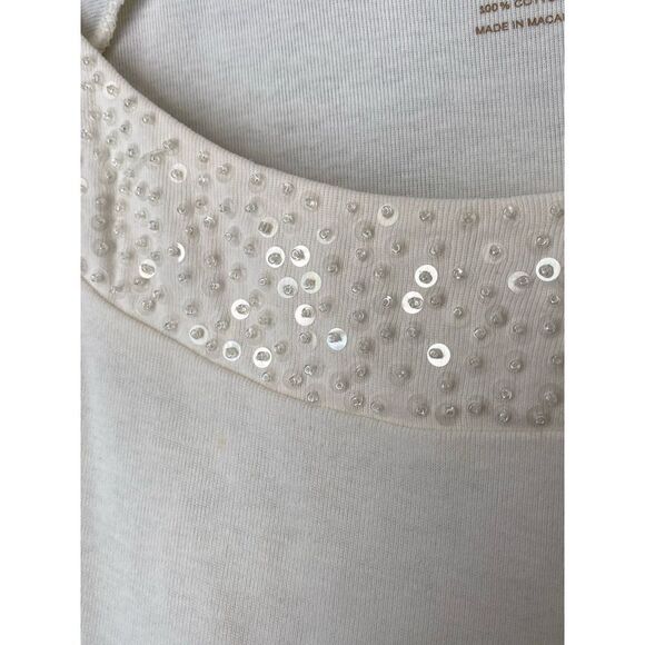 Talbots women’s sequin beaded collar long sleeve top size large - Picture 3 of 4